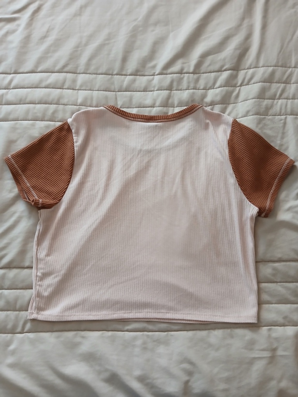 wild fable Pink and Brown Ribbed Colorblock Crop Top - Picture 4 of 6